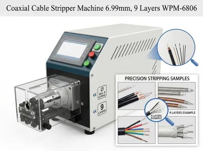Máquina Peladora de Cable Coaxial Automática de 9 Capas WPM-6806