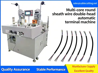 Máquina de crimpado de terminales de doble cabezal totalmente automática para cables con funda multinúcleo JW-17T