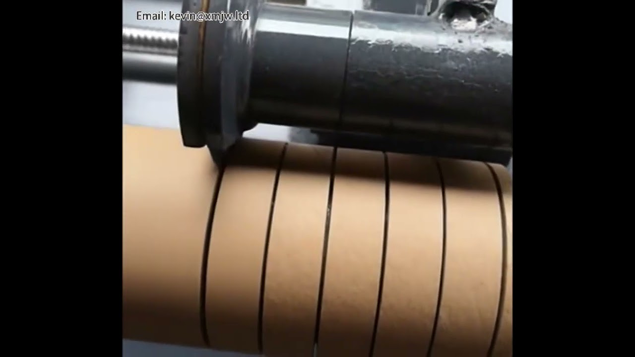 Máquina cortadora de rollos de papel tubo grueso y película enrollada | Cuchilla redonda para corte central y adhesivo