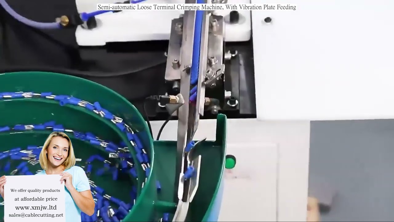 Crimpadora semiautomática para terminales sueltos con alimentación vibratoria